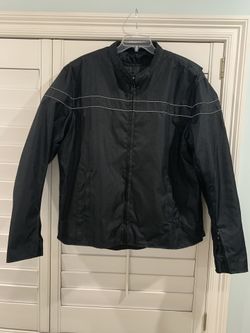 House of Leather riding jacket 4XL. 100% Polyester. w/Zip-Out Liner.