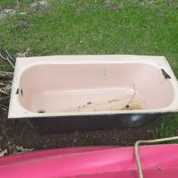 Pink Cast Iron Bathtub Circa 1960. 