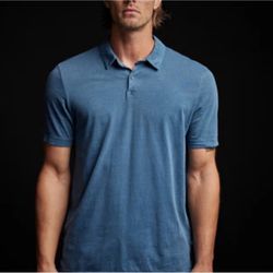 NWT James Perse Men’s Jersey Polo - Sz Medium - Lake Pigment Blue