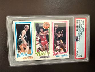 1980 Topps Scoring Leader Larry Bird Julius Erving Magic Johnson PSA 7 NM