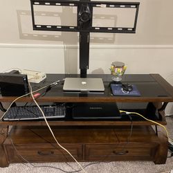 Cherry Wood Table With The TV Stand ( Railing ) 