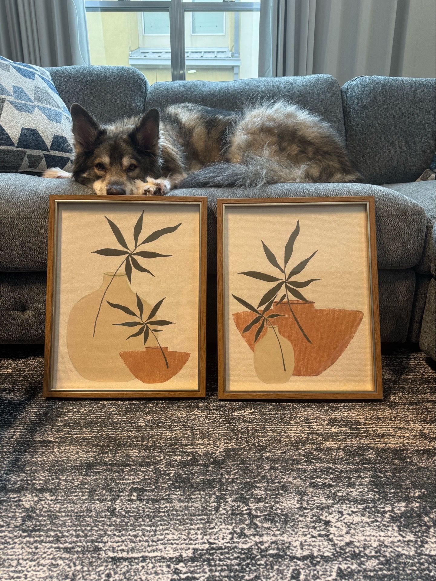 Modern Neutral Botanical Framed Wall Art – Set of 2