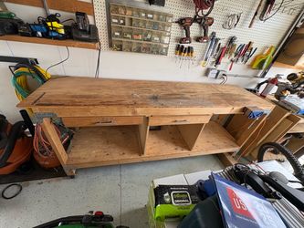 96”x24”x40” Wooden Garage Workbench with Drawers