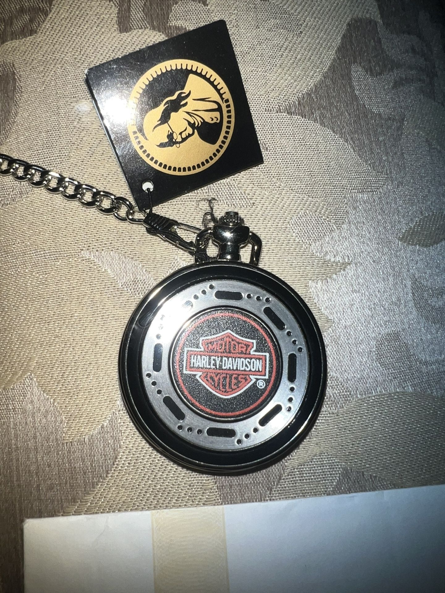 Harley Davidson Franklin Mint Pocket Watch With Leather Case