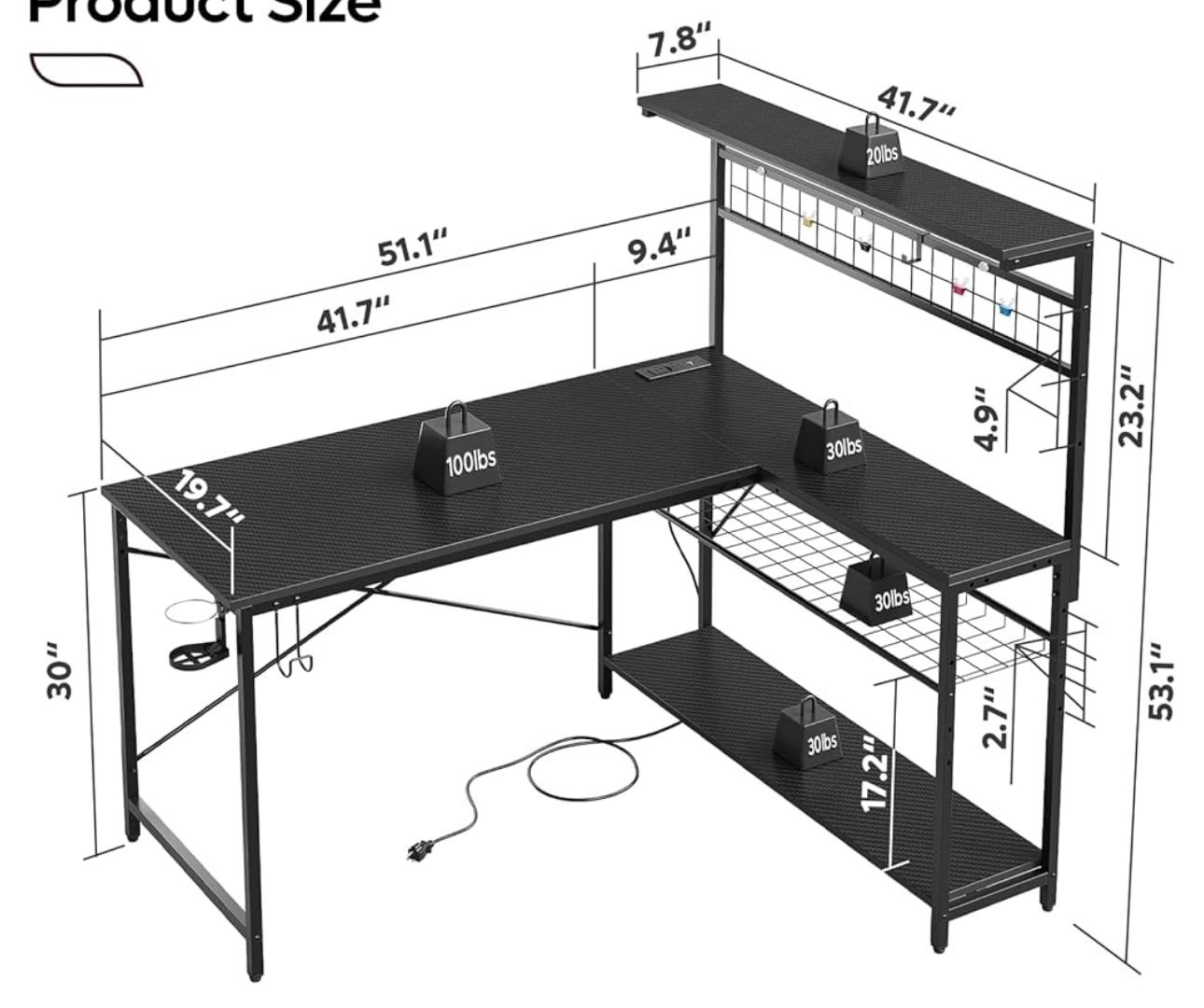 Bestier L-Shaped Reversible Gaming Desk