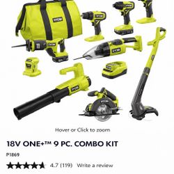 Ryobi 18V ONE+ 9-Tool Combo Kit- NEW in Box– $350 OBO