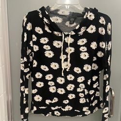 Daisy Floral Black Hoodie Shirt