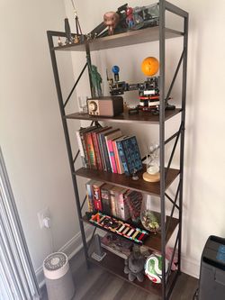 5-Tier Industrial Bookshelf – $60