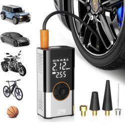 Tire Inflator Portable Air Compressor，150PSI Electric with Digital Pressure Gauge，2000mAh Air Pump for Car Tires，Quick Inflatable Ball for Car, Bike a