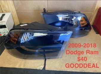 #OH90 FIT 2009-2018 Dodge Ram 1500/2500/3500 Black OE Style Halogen Headlight Head Lights Pair Set