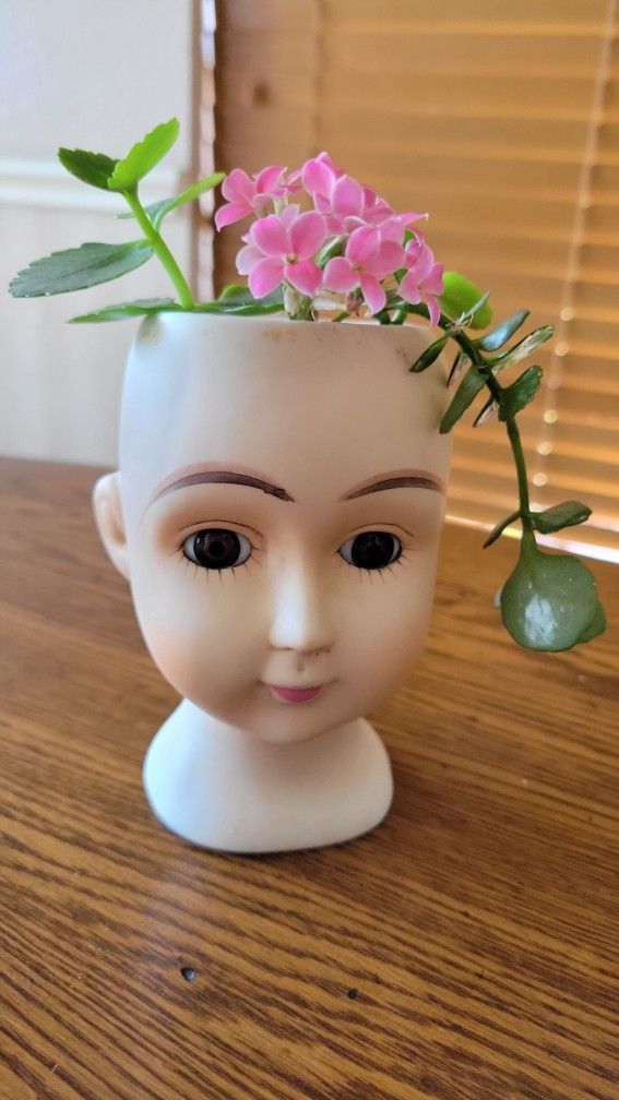 Antique porcelain doll's head with glass eyes