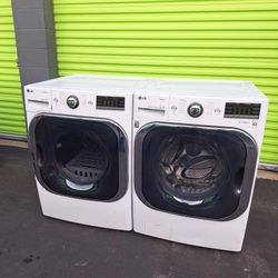 LG JUMBO STEAM FRONT LOAD WASHER AND GAS DRYER SET WITH TURBO WASH