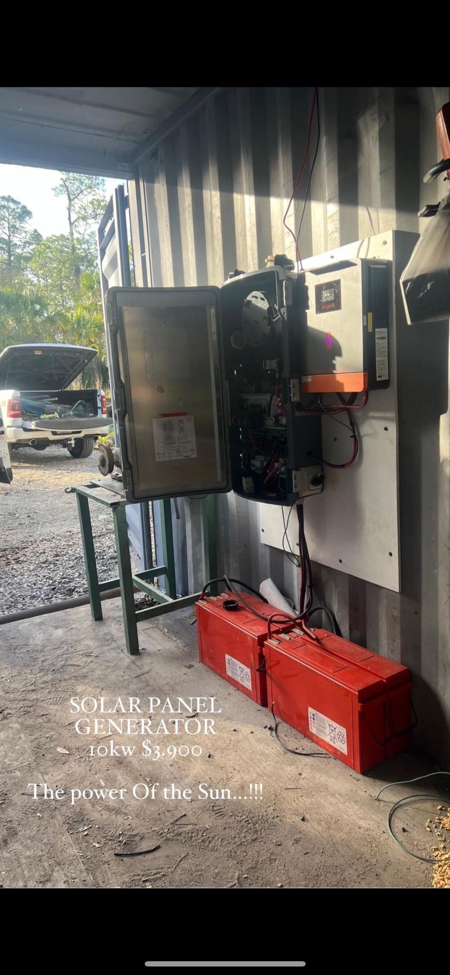 SOLAR BACKUP POWER 10kW. LOW PRICE IN THE MARKET… SPECIAL FOR CUBA…VENEZUELA…HAITI, SANTI DOMINGO AND CENTRO AMERICAN… FARM’s…CABIN…RV… TRAILERS…CONF