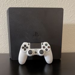 Sony PS4 Slim 1TB Bundle + White DualShock 4 Controller + Cables