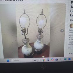 PAIR OF VINTAGE ANTIQUE CHINESE CELADON TABLE  LAMPS