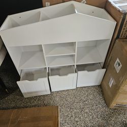 Little White Shelving With Drawers