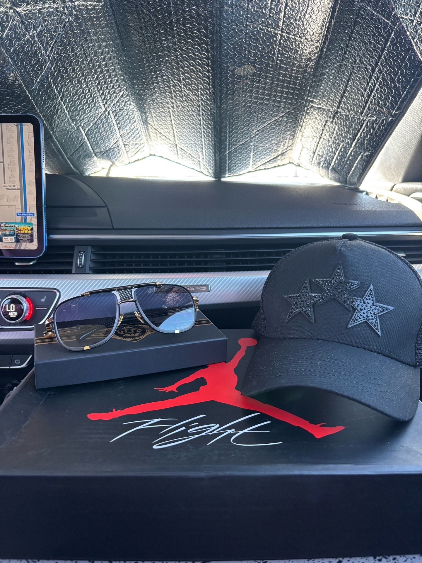 Amiri Crystal 3 Star Trucker hat/Balenciaga Sunglasses