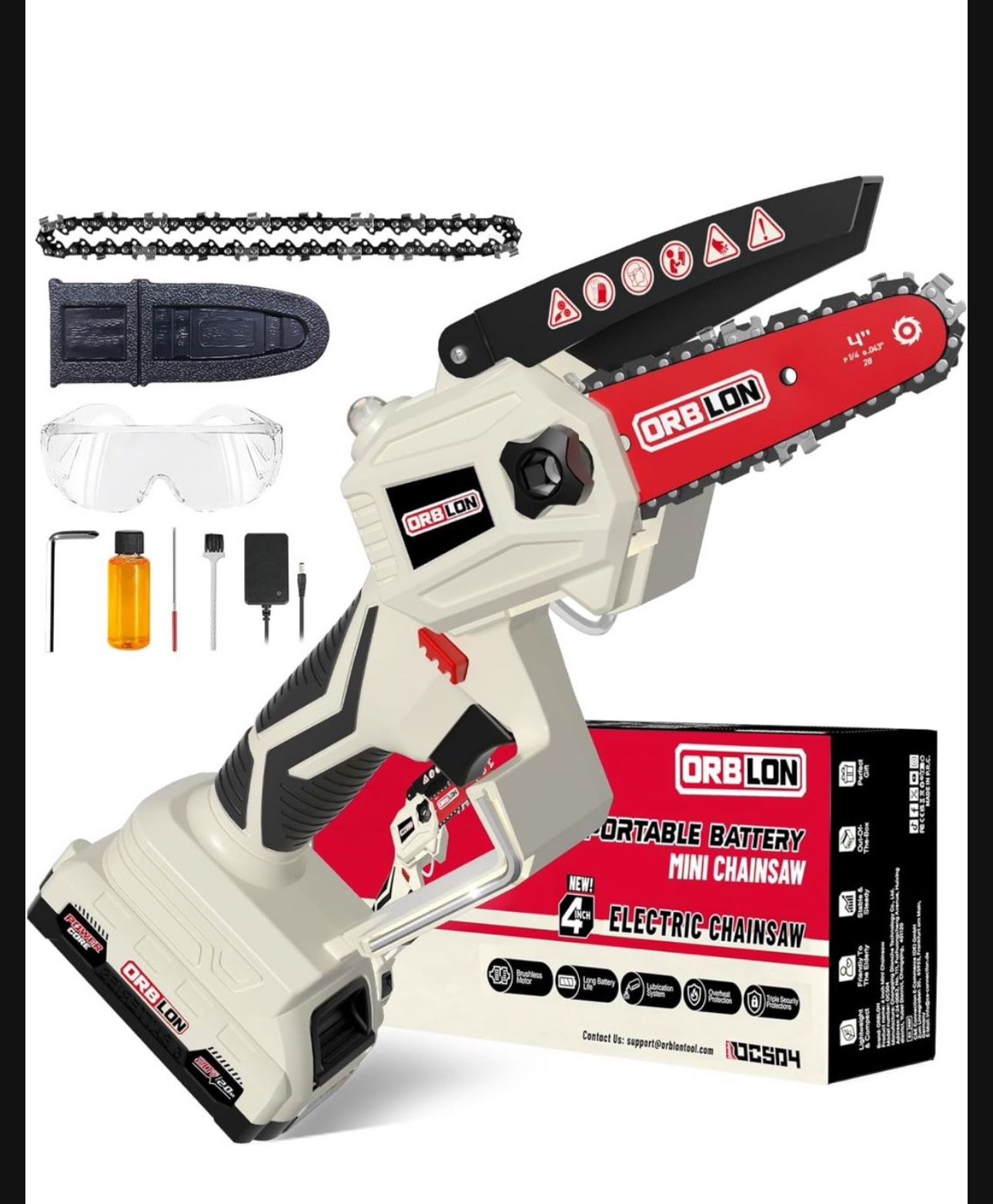 Cordless Mini Chainsaw for Dewalt 20v Max Battery, 4 Inch Brushless Chainsaw, Portable Battery Powered Chainsaw With Security Lock [Seniors Friendly],