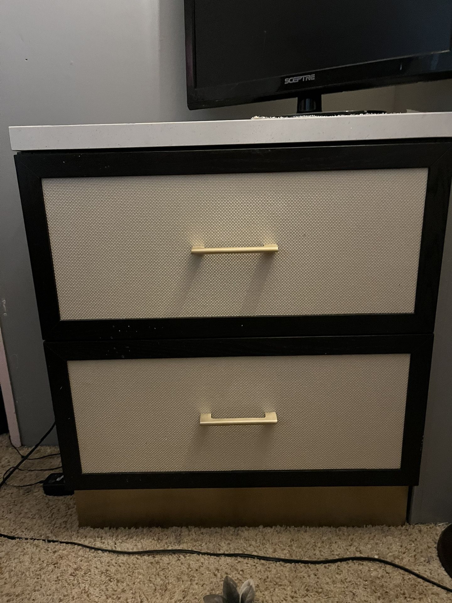 Beautiful NEW Two Drawer Dresser With White Marble Top