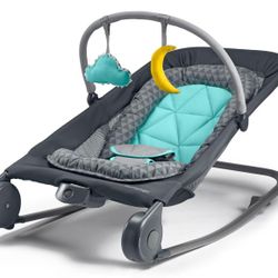 Summer Infant 2-in-1 Bouncer & Rocker Duo (Gray and Teal) Convenient and Portable Rocker and Bouncer for Babies Includes Soft Toys and Soothing Vibrat