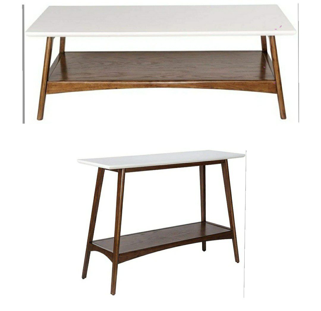 Matching mid century modern coffee and console table