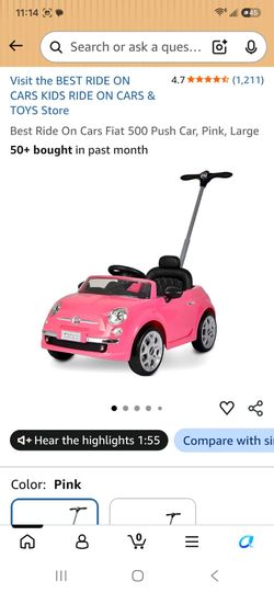 Fiat 500 Pink Kids Push Car Brand New (Price Is Firm)