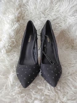Express Black Rhinestone Pointed Toe Heels Size 8 New With Tags