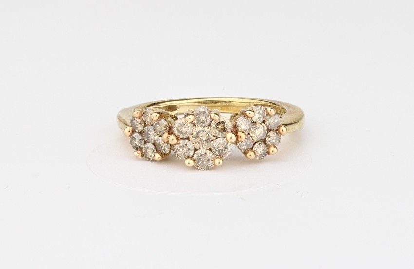 10k Diamond Ring Champagne Cluster Ring cwt