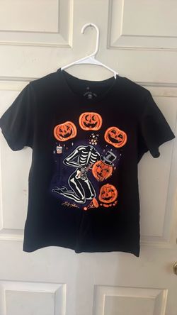 Cartel ink skeleton pumpkin Halloween black top L