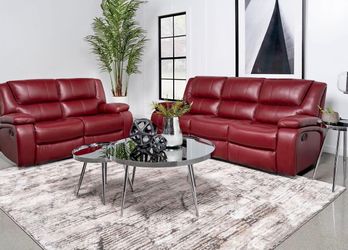Red Manual Recliner Sofa Set