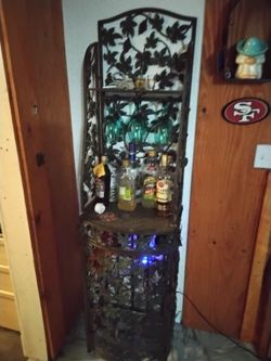 Wrought Iron Corner Bar Shelf Unit