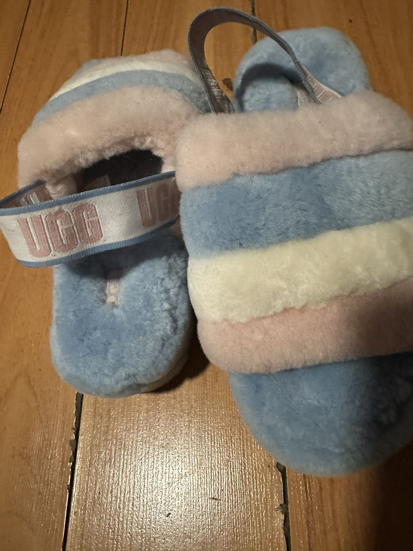 Sandalias Ugg Para Casa Rosa / Azul Y Blanco