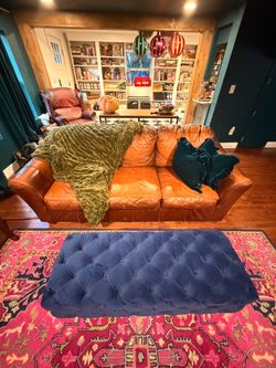 Tan Leather 3-Seat Sofa