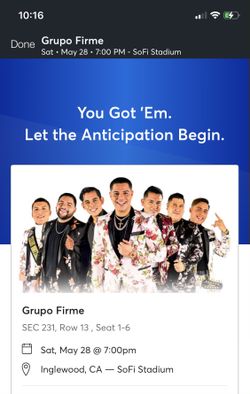 Grupo Firme tickets - May 28 @ sofi stadium