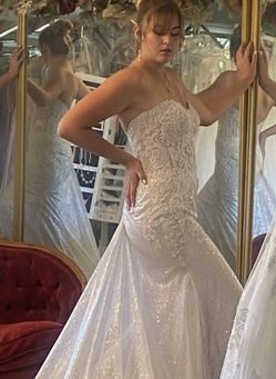 SILVER SPARKLE DESIGNER WEDDING DRESS SZ12