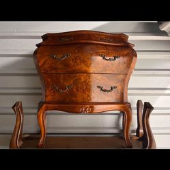 LOUIS VX BURL WOOD BOMBAY CHEST OF DRAWERS