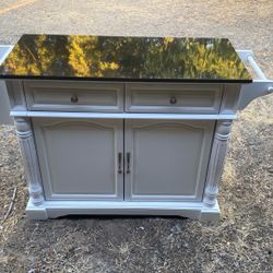 White Kitchen Cart With Granite Top