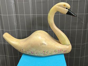 Hand Carved Wooden Swan