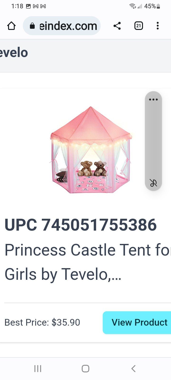 Princess Castle Tent Pink New In Bag