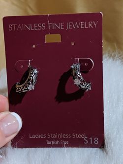 Stainless Steel Earrings With CZ