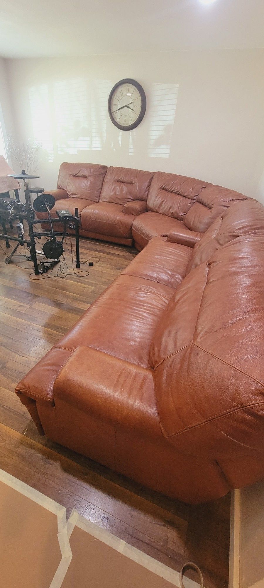 Real Leather Corner Sofa Couch 