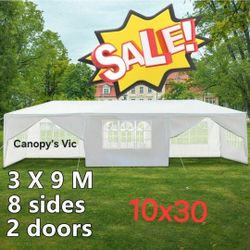 10x30 Wedding Party Tent Outdoor Canopy Tent with 8 Sides White For Birthday Party.