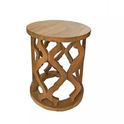 2 Open Weave Teak Stools