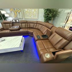 Modern power reclining sectional sofa