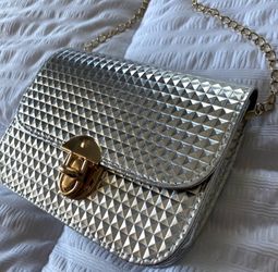 NWT Silver Bag with Chain