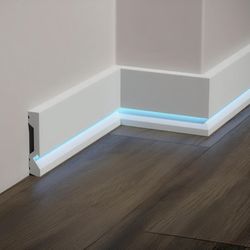 7-Piece 94.5″ (55.12 ft) LED Baseboard & Crown Molding with Duct Kit for Seamless Ambient Home Accent Lighting | Waterproof Channel for Easy LED Strip