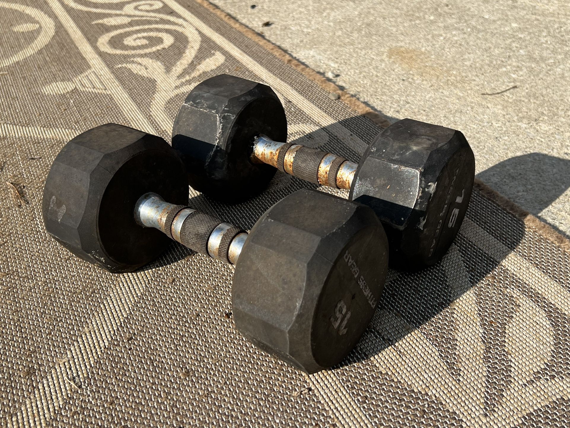 Set of 15 lb Fitness Gear Weights Dumbbells