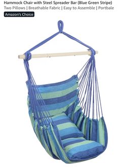 Hammock Chair with Spreader Bar and Pillows