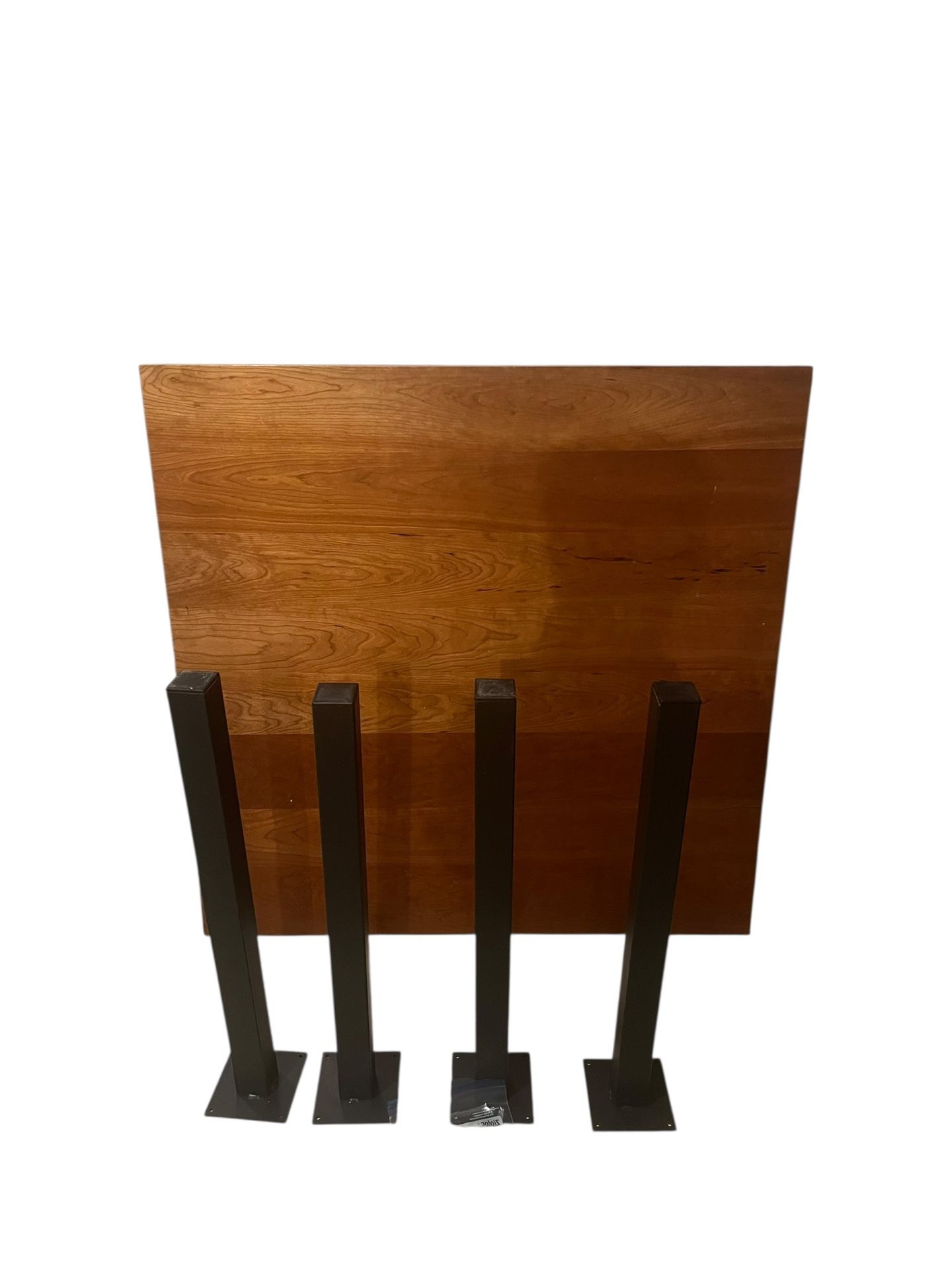 Room & Board Parsons Leg Square Dining Table – 40” Cherry Wood & Black Metal, Great Condition