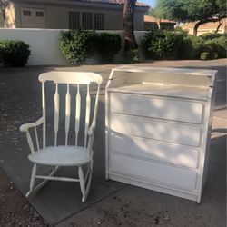 Baby Furniture Changing Table/chest Of drawers And Rocking Chair 